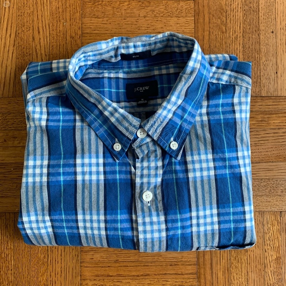 J. Crew Other - Men's J. Crew Slim Fit Blue & White Check Shirt, M